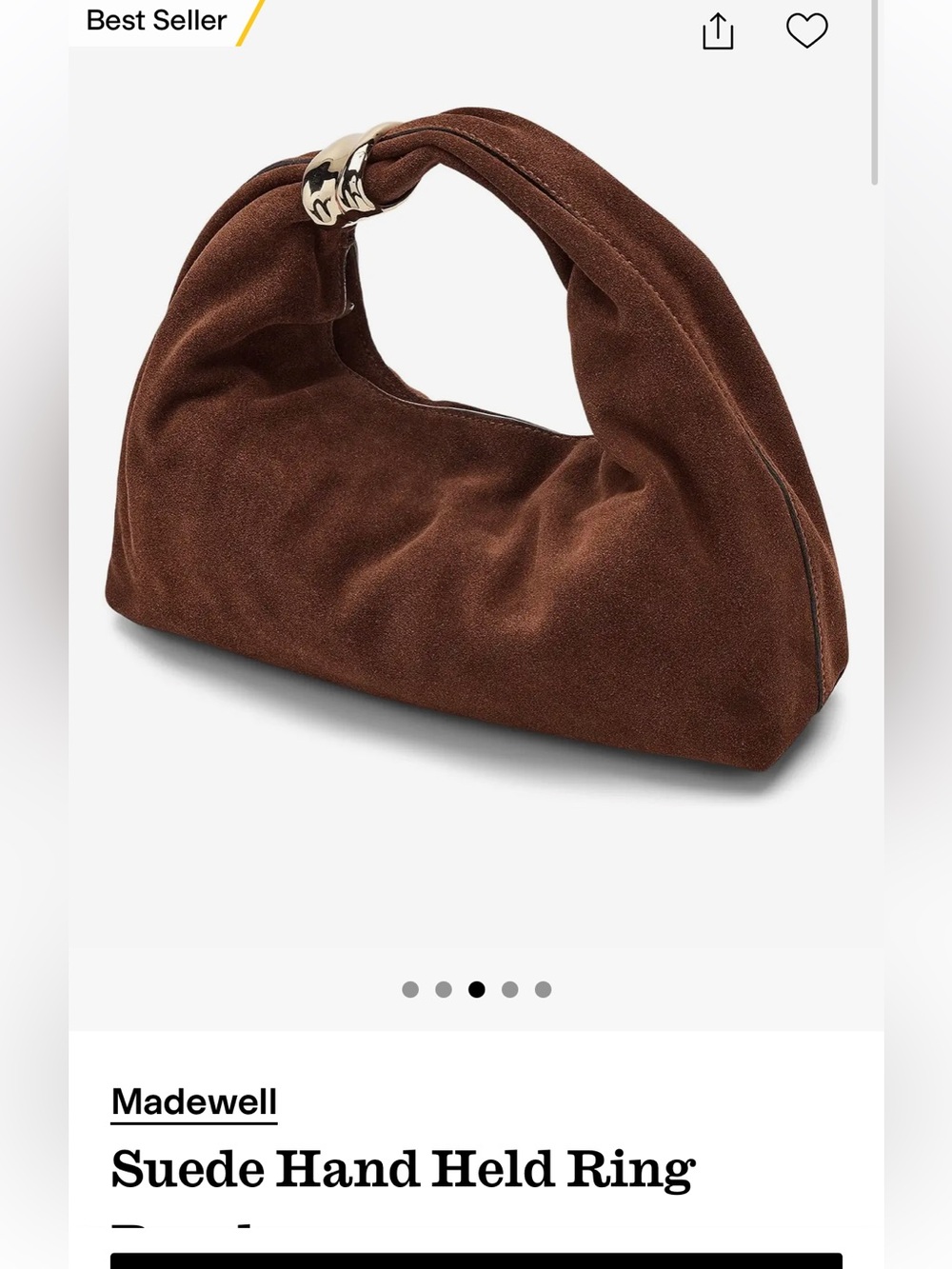 Madewell Suede Hand Held Ring Pouch / Purse